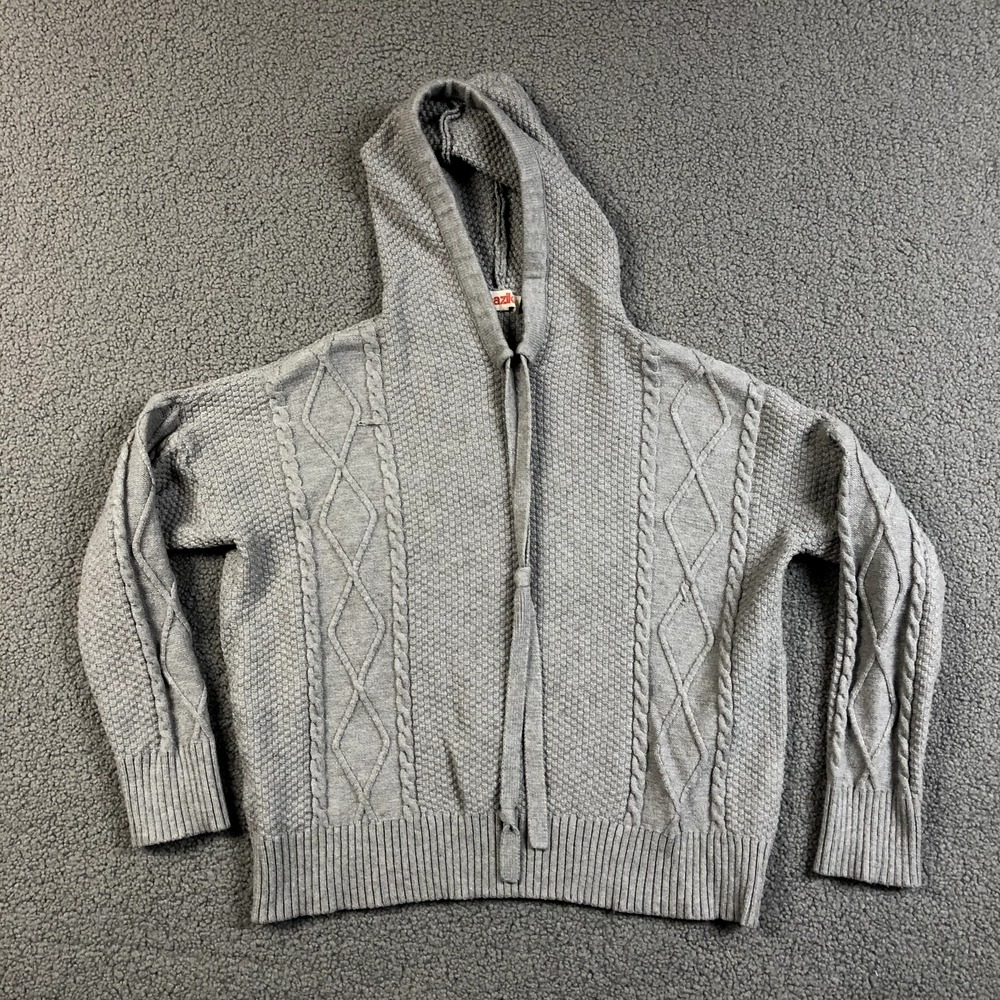 Mazik Gray knit‎ hoodie sweater Top Boho Women's medium